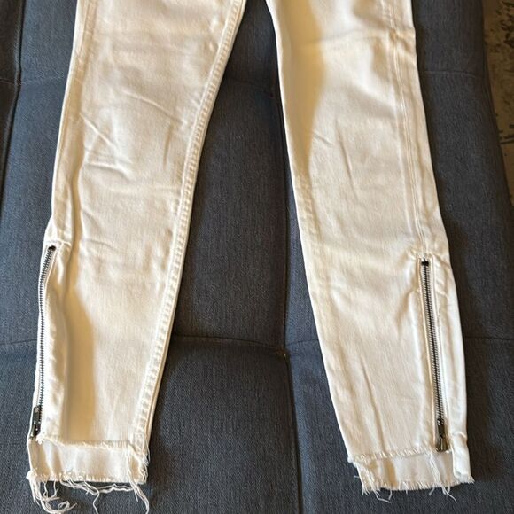 Grlfrnd Kendall White Noise Denim Cropped Jeans with Zip Ankle. Size 24. - Picture 8 of 14